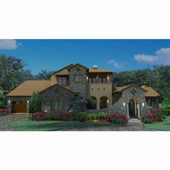 The House Designers: THD-1888 Builder-Ready Blueprints to Build a Mediterranean House Plan with Slab Foundation (5 Printed Sets)