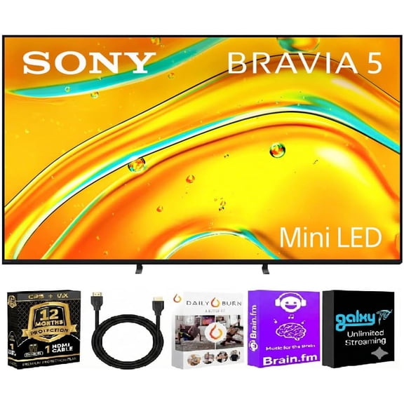 Sony 55 Inch Class BRAVIA 5 Series 4K Mini LED UHD Smart Google TV - XR Processor - Dolby Vision - 120Hz - HDMI Cable   Streaming Bundle   12 Month CPS Warranty