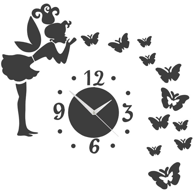 Reloj de pared autoadhesivo, pegatina de reloj de pared DIY, calcomanías de pared tridimensionales innovadoras, decoración del hogar (negro) ER