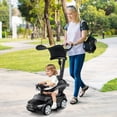 thumbnail image 4 of Costway 3-in-1 Ride on Push Car with Adjustable Canopy & Steering Push Bar Black, 4 of 10