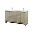 thumbnail image 2 of Lafarre 60 in W Rustic Acacia Double Bath Vanity, Cultured Marble Top & Chrome Faucet Set, 2 of 6