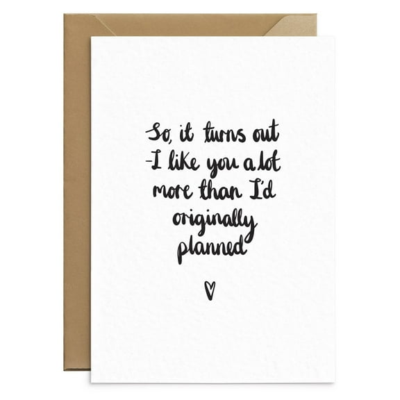Funny Love Card – "I Like You a Lot More Than I'd Originally Planned" – Blank Inside with Envelope – Perfect for Romantic Gestures, Anniversaries, or Just Because