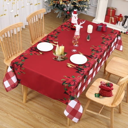 

HA-EMORE Christmas Decoration Rectangle Xmas Snowflake Print Waterproof Tablecloth Table Cover for Dining Table Kitchen 60*84