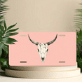thumbnail image 6 of 1 Pcs 2D Flat License Plate Covers & Frames, Bull Skull For Decorative Front, Waterproof For Decoration Aluminum License Plate Covers & Frames Cover For Men Women, 12" X 6", 6 of 7