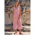 thumbnail image 4 of Women'S Summer 2 Piece Outfits Striped Sleeveless Top and Cropped Wide Leg Pants Sets Pockets Red M, 4 of 8