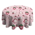 thumbnail image 4 of Red Strawberry Plants Fruit Rabbit Pink Pattern Round Tablecloth 60"x60",Wrinkle Wipeable Table Cloth for Kitchen Dining Room Picnic Patio Party, 4 of 6