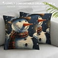 thumbnail image 3 of Orinice Snowman Hat Scarf Graphic Decorative Pillow Cover for Home Couch Living Room Bed Sofa, Winter Christmas Theme, 1PC 18x18in, 3 of 5