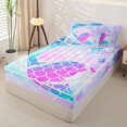 thumbnail image 2 of Homewish Magic Mermaid Girls Zipper Twin Comforter Sets with Fitted Sheet and 2 Pillowcases, Cartoon Sealife Zipper Bedding Set, Stars Reversible, 4pcs, 2 of 6