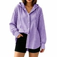 thumbnail image 6 of Guluxicc Plaid Hoodies for Women Drawstring Button Down Long Sleeve Lounge Hooded Blouses for Everyday Wear Fall Winter Casual Blouses, 6 of 6