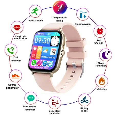 

Men Women Smartwatch F97S Thermometer Bluetooth Hands-Free Calling Smart Watches 1.69 Full Touch Split Screen Sports Watche
