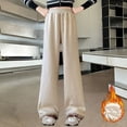 thumbnail image 2 of Otqutp Fleece Lined Sweatpants for Girls Elastic High Waist Wide Leg Baggy Joggers Pants Winter Casual Athletic Pants, 2 of 8