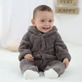 thumbnail image 5 of Mikilon Toddler Baby Boys Girls Color Plush Cute Bear Ears Winter Keep Warm Jumpsuit Romper Infant Onesies Girls 6-9 Months Gray on Clearance, 5 of 9