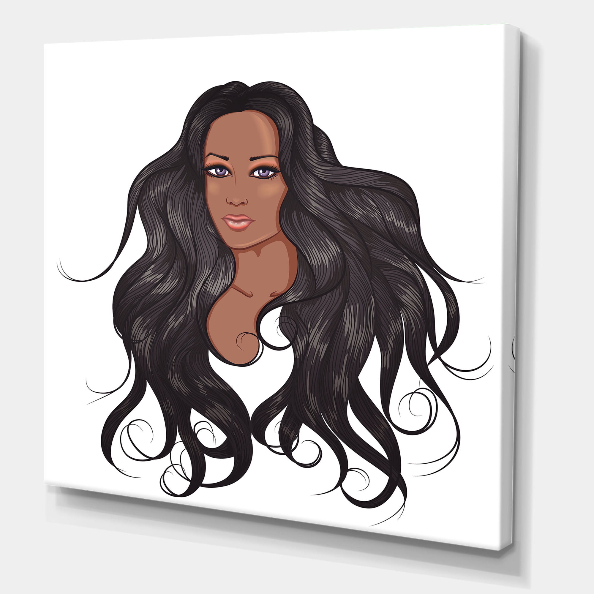 Portrait Of Afro American Woman XV 16 in x 16 in Painting Canvas Art Print, by Designart