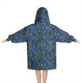 thumbnail image 2 of Blue Christmas Holly and Candy Cane Pattern Blanket Hoodies for Kids 6-13YR Oversize Wearable Blanket Hoodies for Boys Girls Teens, 2 of 7