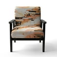 thumbnail image 4 of Designart "Symmetrical Abstractions Peach Black Expression" Peach Cubism Upholstered Accent Chair - Modern Arm Chair For Bedroom, 4 of 7