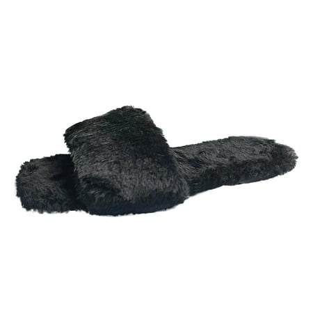 

nsendm Slippers for Women with Arch Support Flat Women s Color Comfortable Furry Slippers Furry Slippers Women Black 6.5