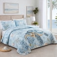 thumbnail image 2 of Davulos Coastal Quilts for Queen Bed,3 Piece Summer Sea Turtles Nautical Bedding,Ocean Beach Bedspread Coverlet with 2 Shams for Bedroom Decor, 2 of 7