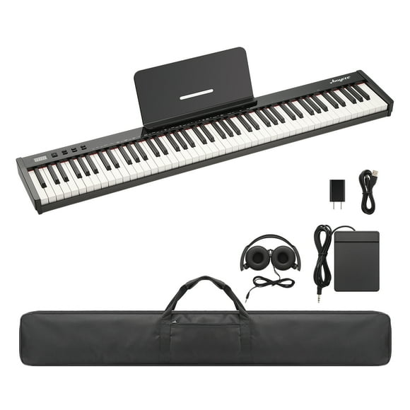 Digital Piano – 88 Key Semi-Weighted Full Size – Electronic with Pedal, Power Adapter, Headphone & Carry Bag – Portable Keyboard – Beginners & Adults