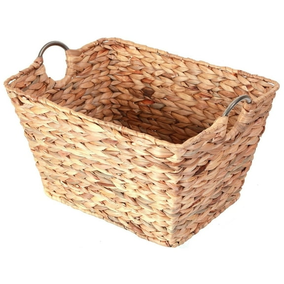Large Multipurpose Handwoven Water Hyacinth Wicker Basket, Ideal for Organizing and Storing Towels Outdoors, and for Bedroom Use, Living Room, Bathroom, and Laundry Room