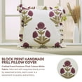 thumbnail image 5 of FABDIVINE- Hand block frill pillow cover, designer pillow cover, fall cushion, farmhouse decorative floral pillow, quilted handmade pillow - BADSHAH, 26"X26'', 5 of 7
