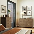 thumbnail image 4 of ARKANTOS Wooden 7 Drawer Dressers, 47 Inch Wide Chests of Drawers for Bedroom, Deep Walnut, 4 of 12