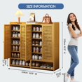 thumbnail image 2 of Bamboo Shoe Storage Cabinet with Shutter Doors, 7 Tier Freestanding Shoe Cabinet Sneakers Shoe Rack Shelf for 36-40 Pairs, Shoe Organizer with Thickened Adjustable Shelves for Entryway, Hallway, 2 of 17
