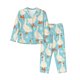thumbnail image 1 of Balery White Geese and Flower Conjunto de Pijama con Estampado para Mujer, Conjunto de Dos Piezas con Manga Larga, Ropa de Dormir Suave con Bolsillos, Pijamas Cómodos-Small, 1 of 7