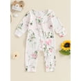 thumbnail image 2 of Nygoyerh Newborn Girls 1 Pieces Romper Floral Print Zipper Bodysuits Long Sleeve Crew Neck Jumpsuits Infant Clothing 3M 6M 12M 18M, 2 of 7