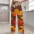 thumbnail image 2 of Thanksgiving Pumpkins Fall Leaves Pajama Pants Loose Pajamas Female Breathable Home Trousers Leisure Sleeping Pants Large Size, 2 of 6