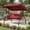 Burgundy, variant on Resenkos Outdoor Gliding Seating for Backyard, Detachable Cushions Side Pockets 3-Person Patio Canopy Swing, Brown