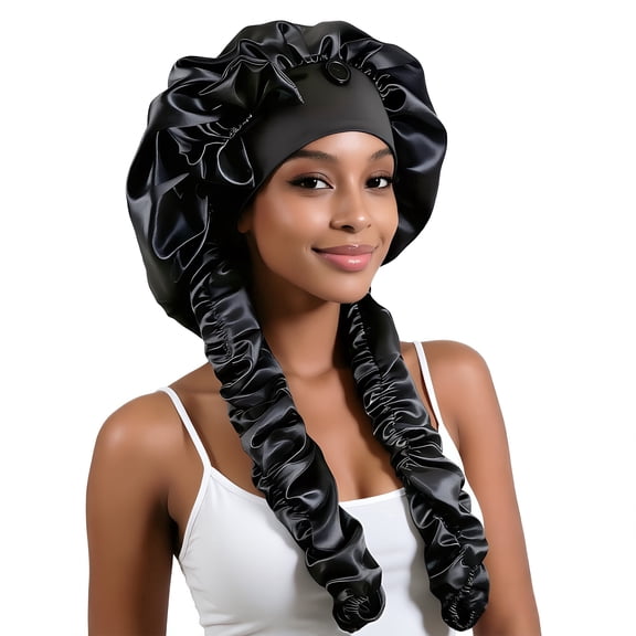 SENGTERM Long Satin Bonnet for Braids Silky Hair Bonnets for Sleeping Women No Slip Sleep Cap Hair Care Heatless Curls Bonnet for Braids, Locs, Dreadlocks