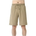 thumbnail image 2 of Shorts for Men Elastic Waist Drawstring Pocket Solid Color Casual Shorts Brown XL, 2 of 6