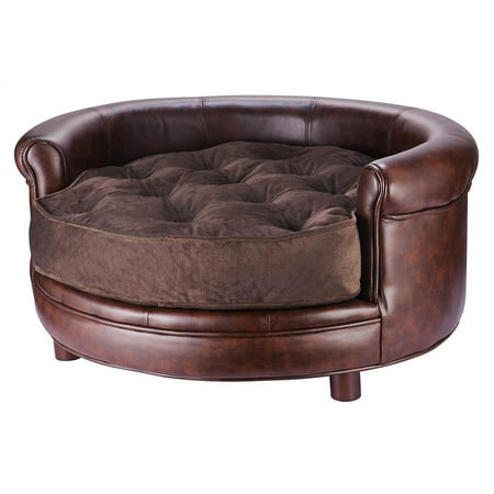 Chesterfield Real Leather Large Dog Bed Designer Pet Sofa By Villacera Brown