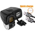 thumbnail image 2 of Cargador USB dual para motocicleta de 12 V, 5 V, 2,1 A, 2 puertos, impermeable, voltímetro, cargador para teléfonos móviles de motocicleta, amarillo, 2 of 5