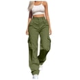 thumbnail image 1 of Womens Daily Casual Solid Sweat Pants Women Casual Plus Size Color 4 Pockets Elastic Womens Pants Casual Small Waist Pants Long Trousers Sweat Pants Women Casual Set Cargo Pants, 1 of 5