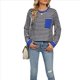 thumbnail image 1 of Camisas de Larga para Mujer, Cuello Redondo A Rayas, Corte Holgado, Camiseta de Bloques de Color Otoño 2025 con Bolsillo y Negro XXL, 1 of 10