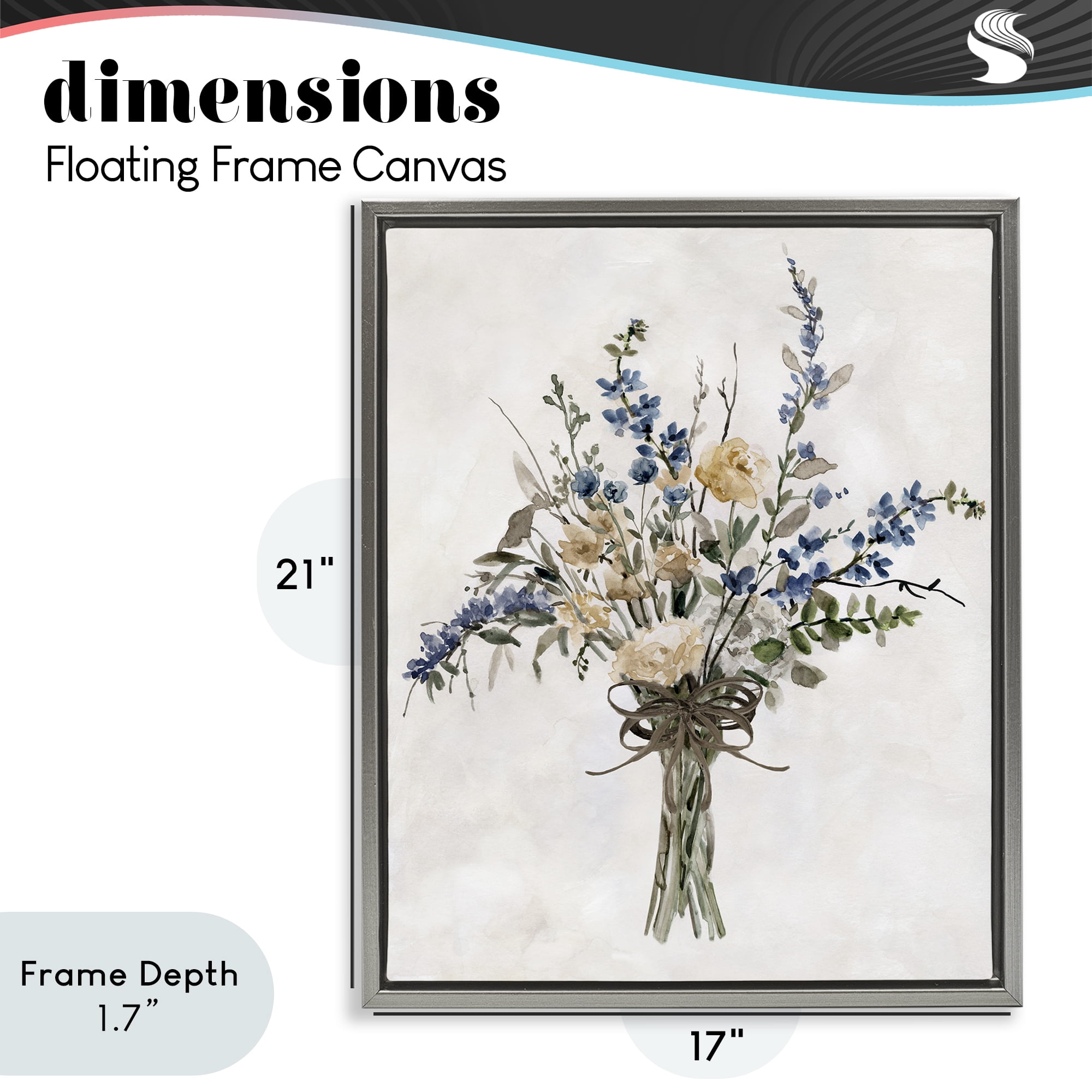 Stupell Industries Subdued Flower Bushel Gray Framed Floater Canvas Wall Art, design by Carol Robinson
