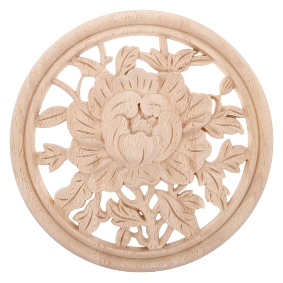 Wood Carved Appliques Decorative Wood Onlays Unpainted Furniture Center Decals Corner Carving Decals For Cabinet Dresser Bed Door Wall Wardrobe Ceiling