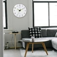 thumbnail image 3 of Reloj de pared luminoso y silencioso, redondo, de cuarzo, blanco, que brilla en la oscuridad Mapa blanco, 3 of 9