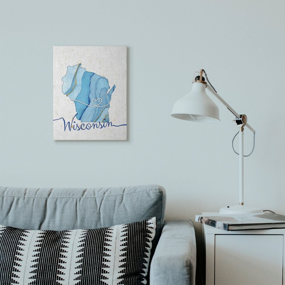 Stupell Industries Wisconsin Agate Blue US State Design Canvas Wall Art by Ziwei Li