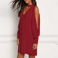 thumbnail image 4 of JGGSPWM Women's Chiffon Mini Dress High Waisted A Line Skirt Long Sleeves Dresses Red L, 4 of 9
