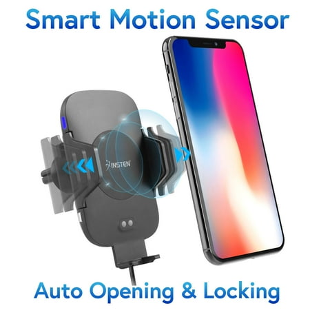 Open Cell Foam Insten Infrared Motion Sensor Auto Open & Clamp Air Vent Cell Phone Holder Cradle with Fast Wireless Charging Pad for Samsung Galaxy S9 S9+ S8 S8+ S7 Edge Note 8 ()
