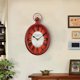 thumbnail image 1 of Reloj de pared rojo de 12 pulgadas Diseño retro europeo Reloj de pared antiguo de forma ovalada Reloj de pared artesanal retro Adecuado para áreas públicas en la sala de estar Cocina Espacio de ofici JAMW Sencillez, 1 of 5