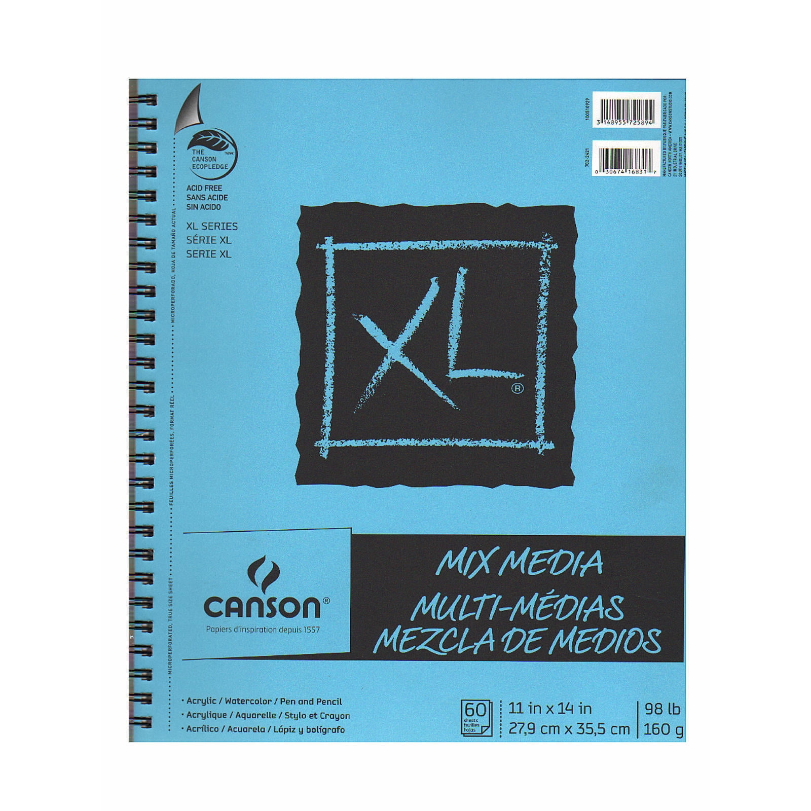 Canson XL Mix Media Pads 9 In. x 12 In. Pad Of 60 Sheets WireBound Pack Of 2 (2PK-100510927)