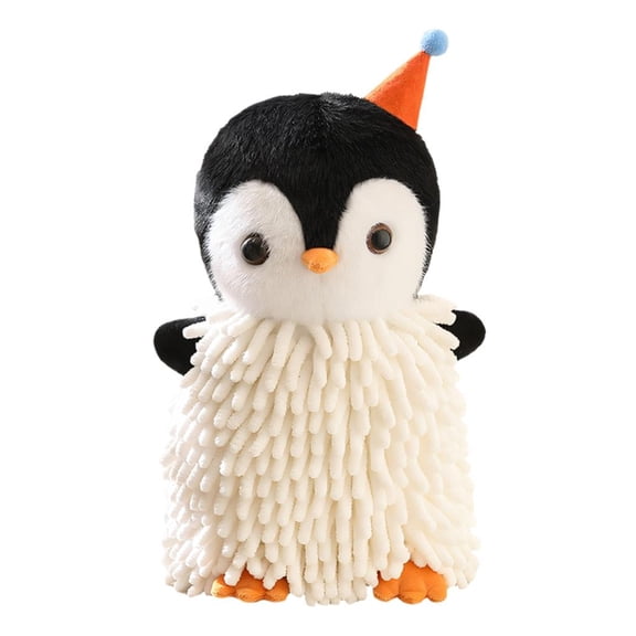 ZELVINN Cartoon Penguins Design Hand Towel Fast Drying Soft Fuzzy Fabric Super Absorbent Hanging Towel for Kitchen Bathroom Use