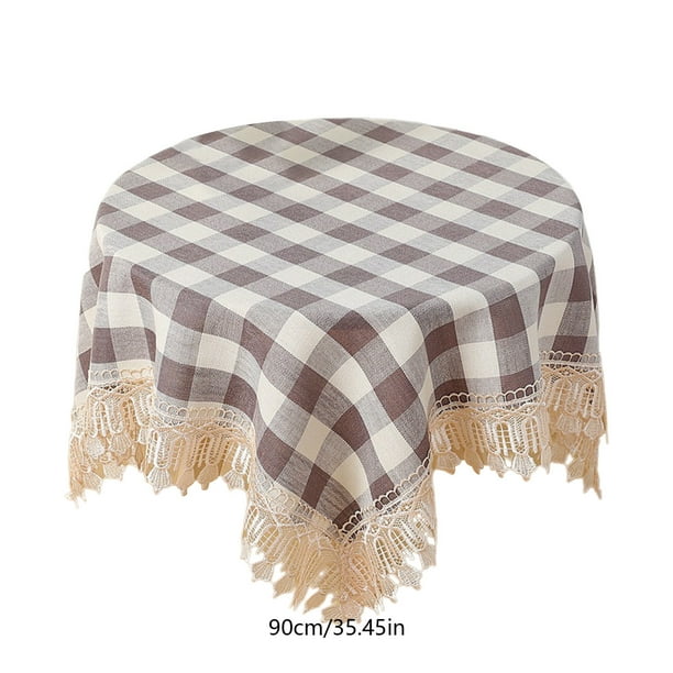 Mantel redondo de poliéster tejido, antiderrames, con aspecto de poliéster, para mesa de fiesta, extra suave y grueso, de lino antiarrugas.