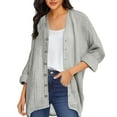 thumbnail image 3 of Levmjia Women's Oversized Button Dwon Open Front Cardigan Cotton Bat Long Sleeve Casual Loose Fit V-neck Cardigan Coat Gray,S, 3 of 6