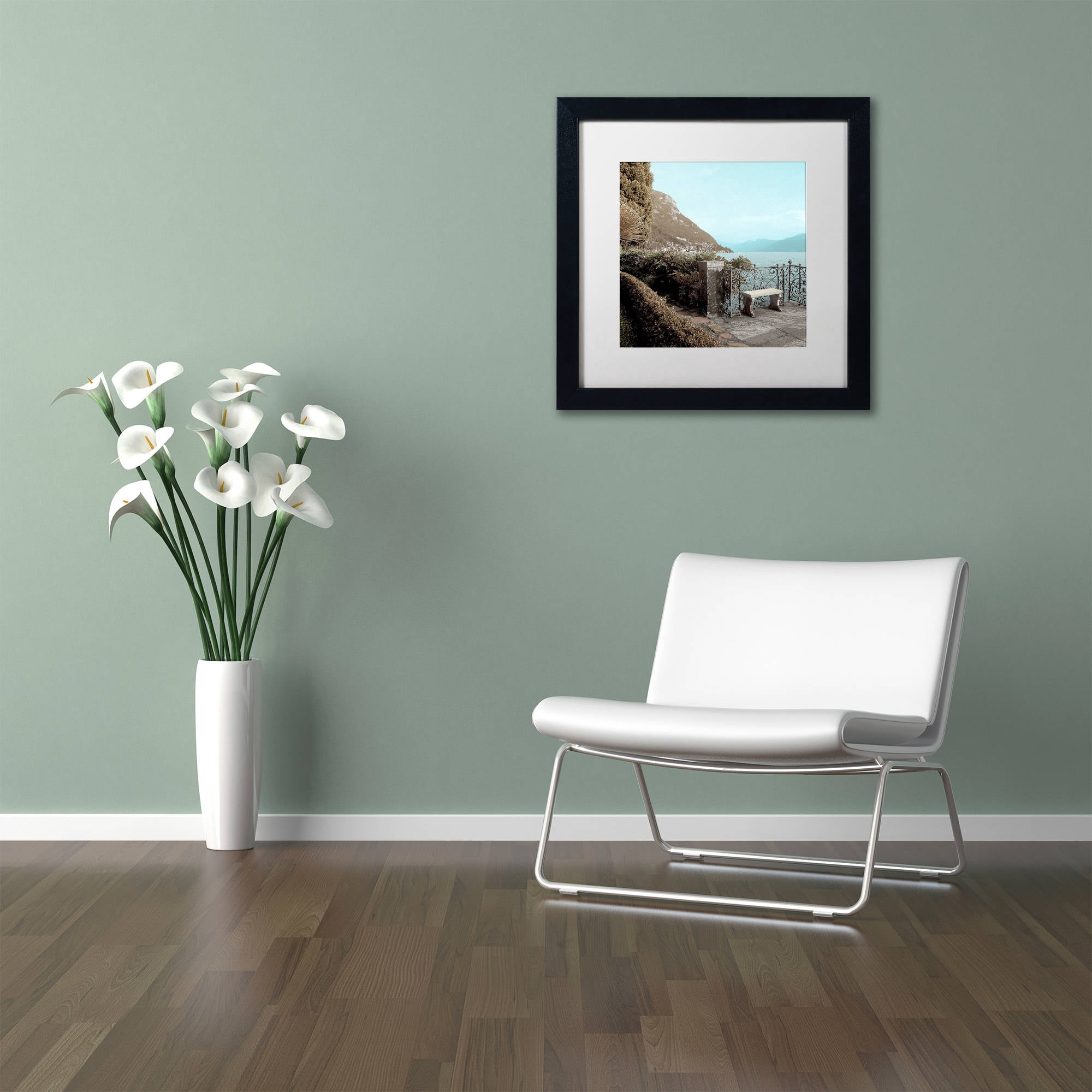 Trademark Fine Art "Lake Vista IV" Canvas Art by Alan Blaustein, White Matte, Black Frame