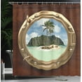 thumbnail image 4 of Ambesonne Tropic Shower Curtain, View of Deserted Island, 69"Wx75"L, Brown Yellow Green, 4 of 5