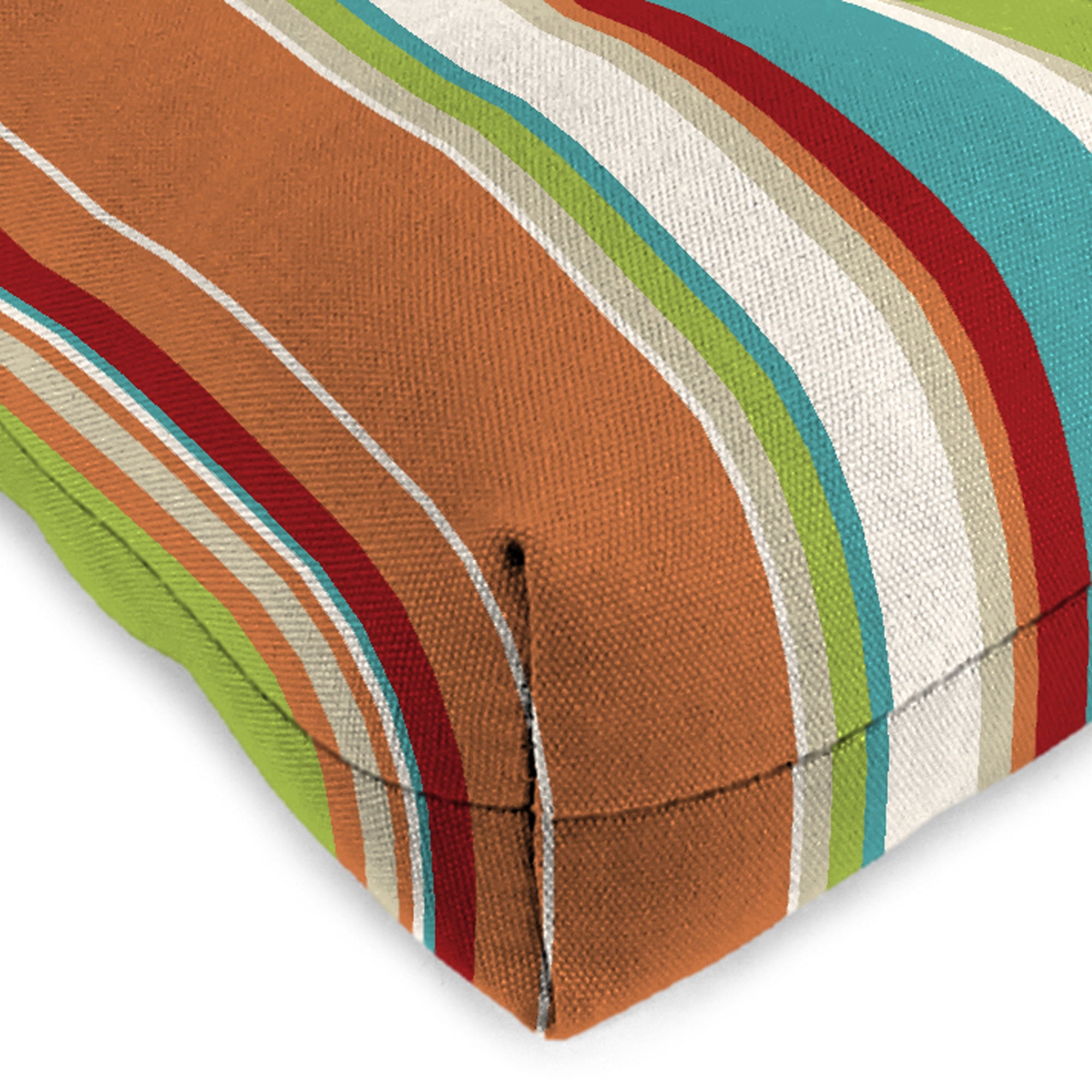 Jordan Manufacturing 3-Piece Covert Breeze Multicolor Stripe Tufted Outdoor Cushion with 1 Wicker Bench Cushion and 2 Wicker Seat Cushions